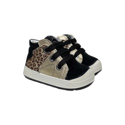 Primigi 6851600 sneakers bambina in camoscio/pelle nero/platino