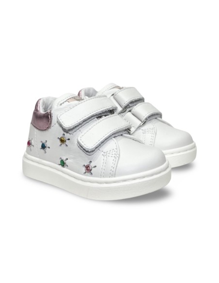 Balducci CITA6823R sneakers bambina in pelle bianco/rosa