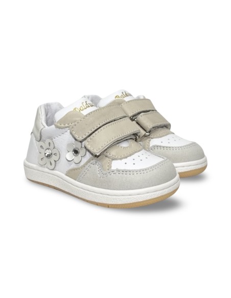 Balducci CITA6852B sneakers bambina in pelle beige/bianco