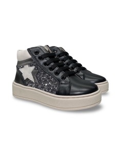 Balducci KIAB1093 sneakers bambina in pelle/glitter nero