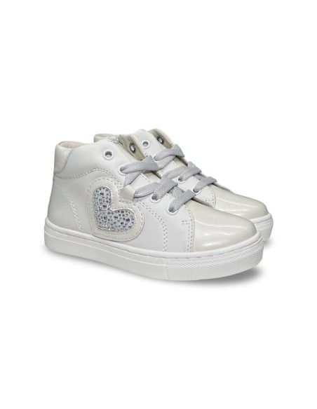 Balducci BUTT1888 sneakers bambina in pelle bianco vernice