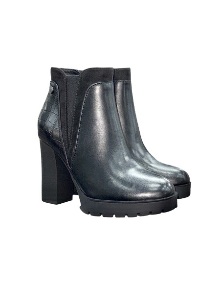 Refresh 170926 stivaletti donna in pelle/camoscio nero