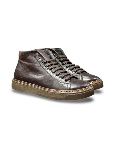 Exton 874 sneakers uomo in pelle color testa di moro