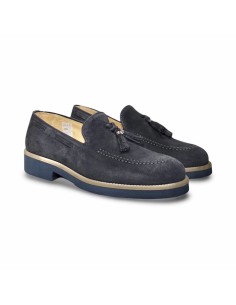 Exton 2174 mocassini uomo in camoscio blu