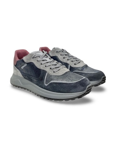 Igi&Co 6638500 sneakers uomo in pelle/camoscio grigio/blu notte