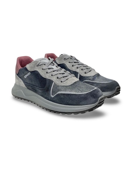 Igi&Co 6638500 sneakers uomo in pelle/camoscio grigio/blu notte