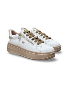 Keys K-11212 sneakers donna in pelle bianco/platino