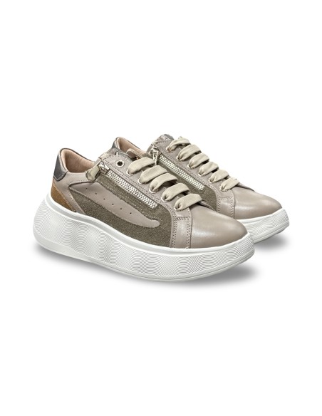 Keys K-11273 sneakers donna in pelle/camoscio corda/cognac/bronzo