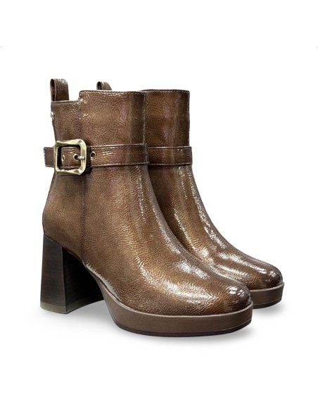 Carmela 162533 stivaletti donna in pelle vernice taupe