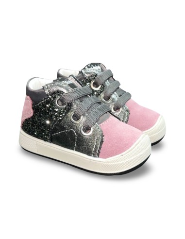 Primigi 6851611 sneakers bambina in camoscio rosa e antracite