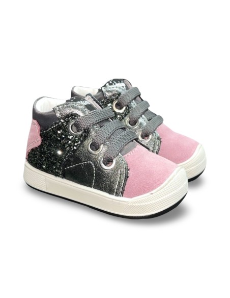 Primigi 6851611 sneakers bambina in camoscio rosa e antracite