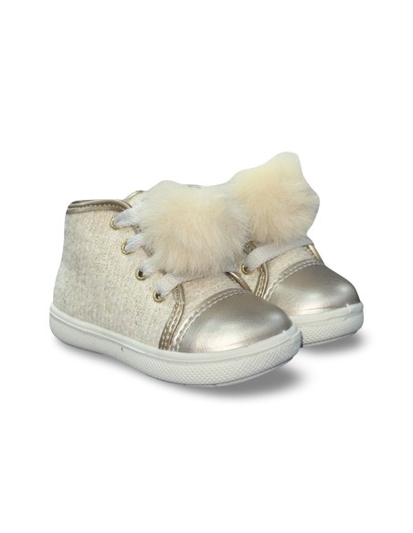 Primigi 8852133 sneakers bambina in pelle platino/panna