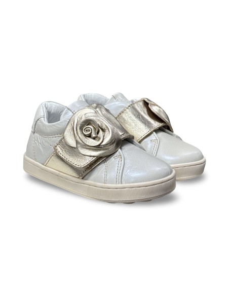 Balducci Soft CITA5444O sneakers bambina in pelle beige/oro