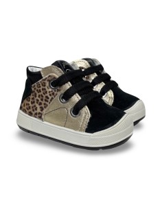 Primigi 6851600 sneakers bambina in camoscio/pelle nero/platino