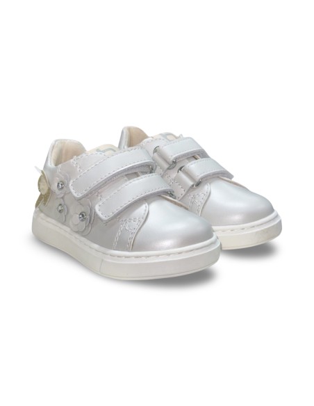 Balducci CITA7089 sneakers bambina in pelle bianco perla