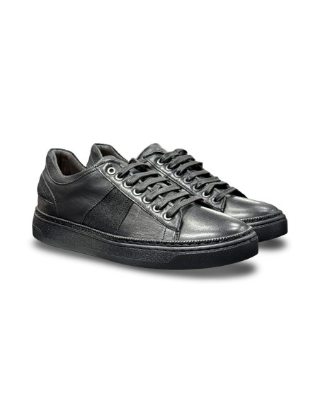Exton 877 sneakers uomo in pelle nero