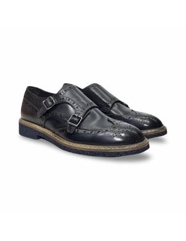Exton 8143 scarpe eleganti uomo in pelle blu