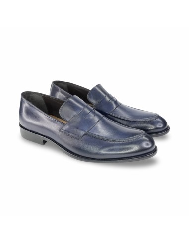Exton 1366 mocassini uomo in pelle blu