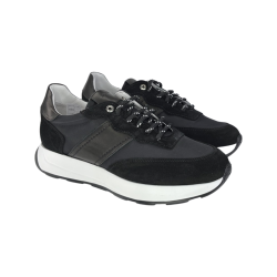 Exton 351 sneakers uomo in camoscio/tessuto nero