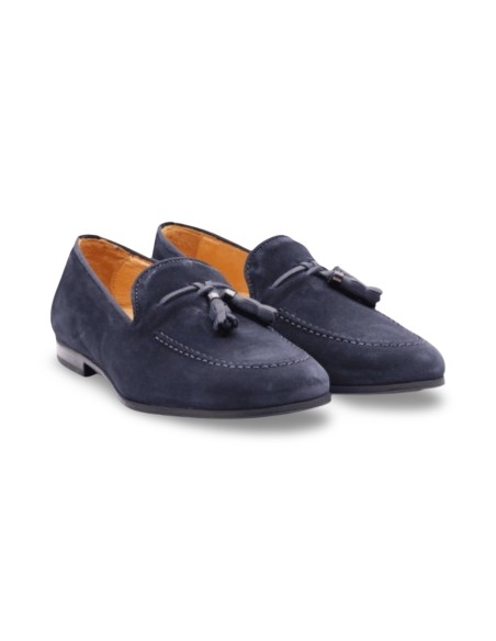 Exton 164 mocassini uomo in camoscio blu