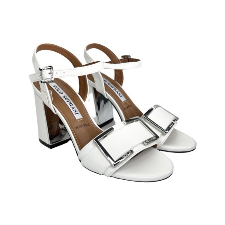 SOLO SOPRANI SOLO23SA 331 sandali donna con tacco in ecopelle bianco