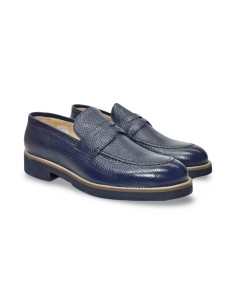 Exton 2176 mocassini uomo in pelle bottolato blu
