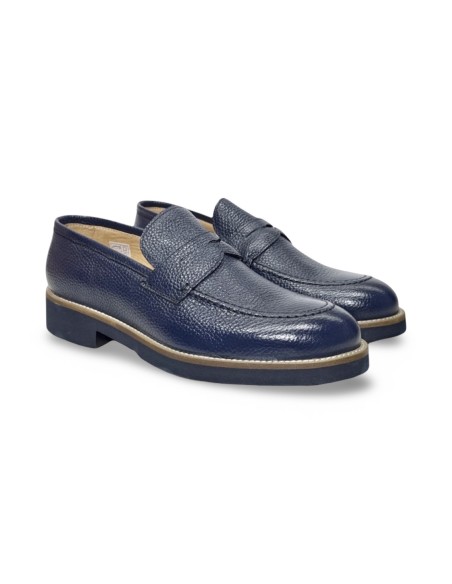 Exton 2176 mocassini uomo in pelle bottolato blu