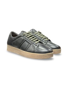 Exton 395 sneakers uomo in pelle color verde scuro