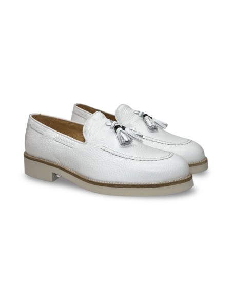 Exton 2174 mocassini uomo in pelle bianco