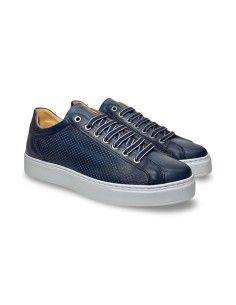 Exton 512 sneakers uomo in pelle microforata blu marine