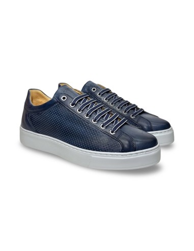 Exton 512 sneakers uomo in pelle microforata blu marine