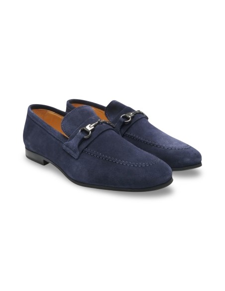 Exton 167 mocassini uomo in camoscio blu
