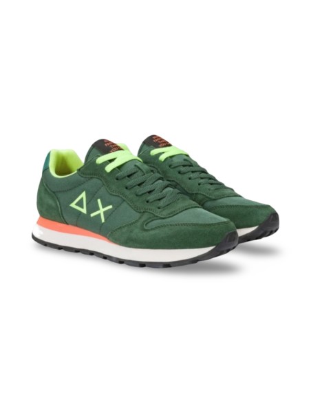 Sun68 Z44102 sneakers uomo in camoscio/tessuto verde scuro
