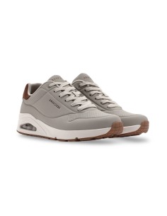 Skechers 183004 sneakers uomo in pelle grigio naturale