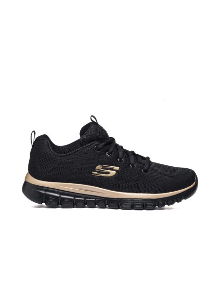 Skechers 12615/BKRG sneakers donna in tessuto nero
