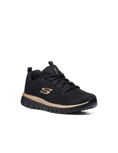 Skechers 12615/BKRG sneakers donna in tessuto nero