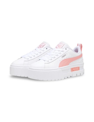 Puma Mayze Lth Jr 384527 31 sneakers donna in pelle bianco/rosa