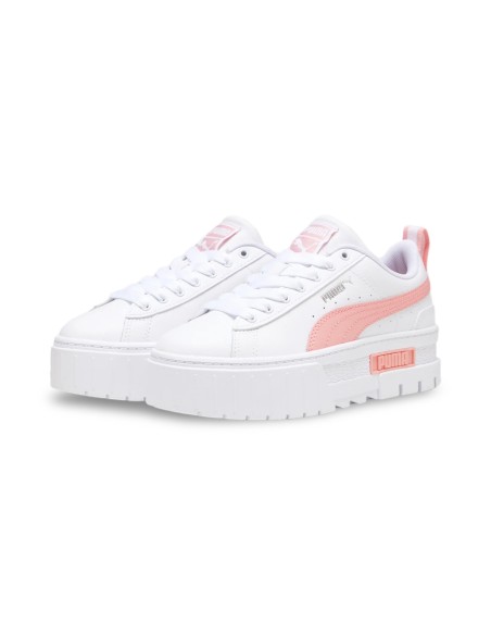 Puma Mayze Lth Jr 384527 31 sneakers donna in pelle bianco/rosa