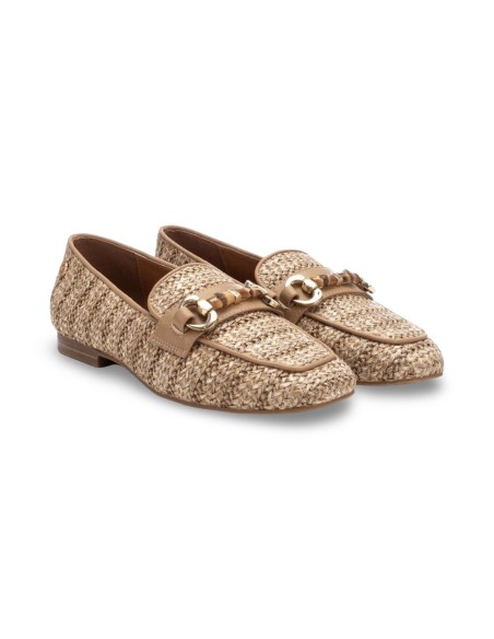 Xti 143802 mocassini donna in rafia taupe