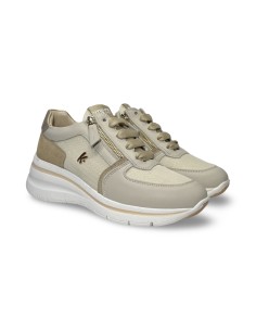Keys K-10600 sneakers donna in pelle e camoscio beige platino