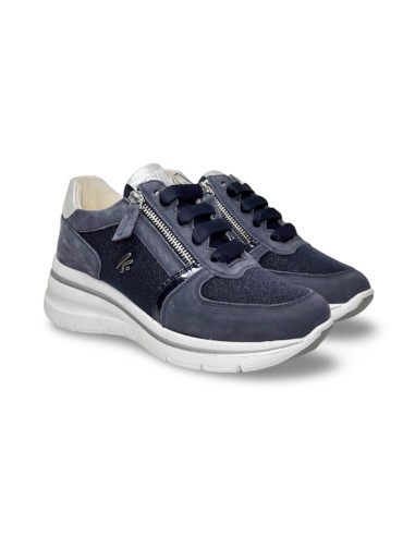 Keys K-10600 sneakers donna in pelle nabuk blu silver