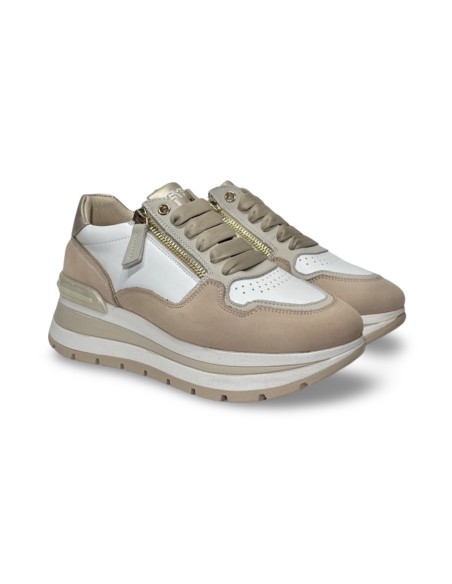 Keys k-10572 sneakers donna in pelle cipria e beige