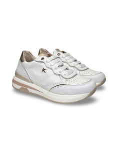 Keys K-10534 sneakers donna in pelle bianco oro cipria
