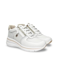 Keys K-10600 sneakers donna in pelle bianco grigio e oro