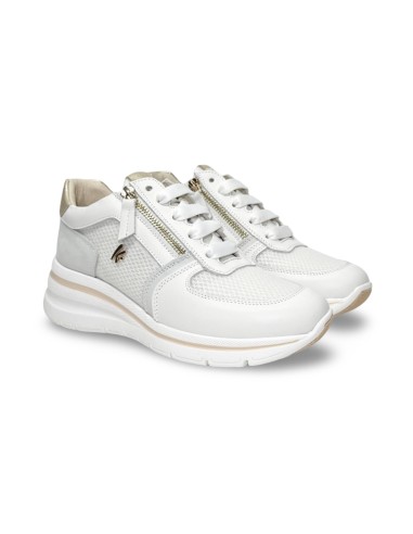 Keys K-10600 sneakers donna in pelle bianco grigio e oro