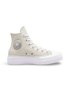 Converse All Star CTAS Lift Hi A00902C sneakers donna in pelle naturale/panna 2