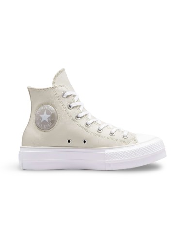 Converse All Star CTAS Lift Hi A00902C sneakers donna in pelle naturale/panna