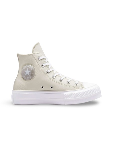 Converse All Star CTAS Lift Hi A00902C sneakers donna in pelle naturale/panna