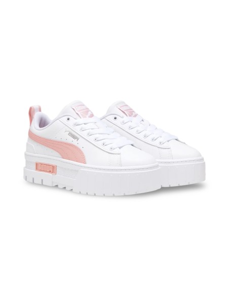 Puma Mayze Lth Jr 384527 31 sneakers donna in pelle bianco/rosa