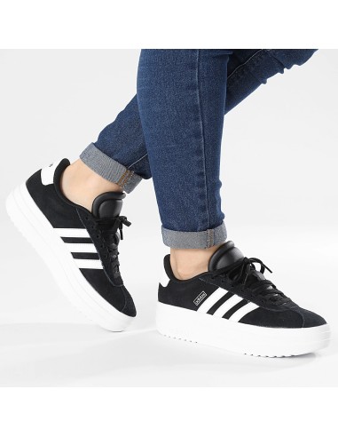 Adidas VL Court Bold J IH4777 sneakers donna in camoscio/pelle nero/bianco